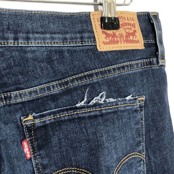Levi's 314 Jeans Womens 32 Blue Shaping Straight Hi Rise Tummy Slimming Raw Hem - Picture 8 of 12